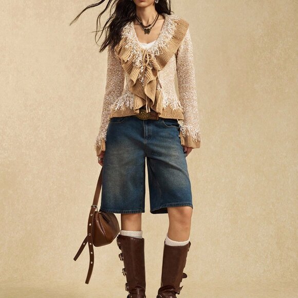 Brown Bohemian Women's Nomad Style Fringe Cardigan - Picture 4 of 7